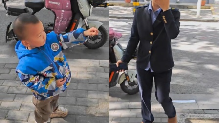 女子取完快递出来骑错电动车，反将车主小孩赶下，发现后尴尬骑回