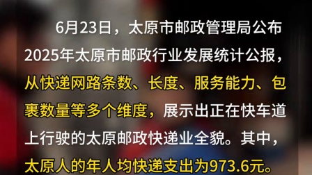太原人均快递年花973.6元，你花了多少？